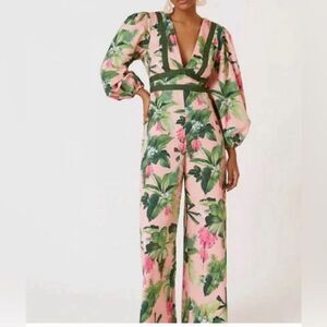Farm Rio x Anthropologie Deep V- neck Jumpsuit